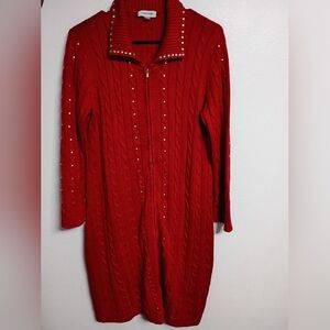 Calvin Klein Red Knit Cardigan